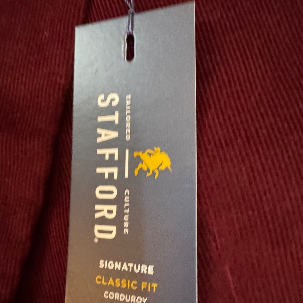 Men’s Red Corduroy Blazer | Stafford (36R - Classic Fit) - Picture 2 of 7